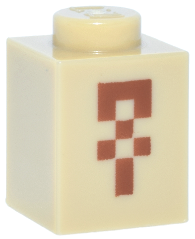 Brick 1 x 1 with Pixelated Dark Orange Squares and Rectangle Pattern (Minecraft Desert Temple Ankh)