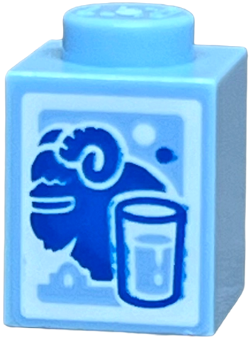 Brick 1 x 1 with Blue SW Bantha and Glass Outline on White Background Pattern (Milk Carton)