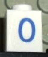 Brick 1 x 1 with Blue Number 0 Pattern