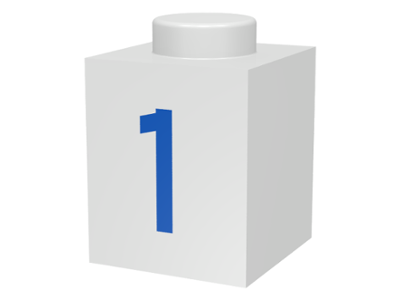 Brick 1 x 1 with Blue Number 1 Pattern
