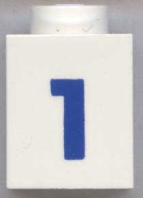 Brick 1 x 1 with Blue Number 1 Pattern (Bold Font)