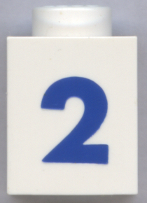Brick 1 x 1 with Blue Number 2 Pattern (Bold Font)