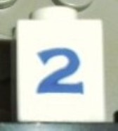 Brick 1 x 1 with Blue Number 2 Pattern (Serif Font)
