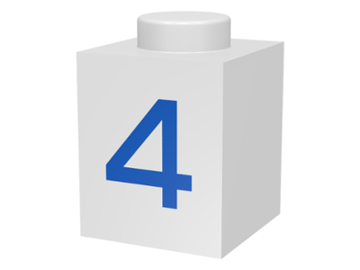 Brick 1 x 1 with Blue Number 4 Pattern