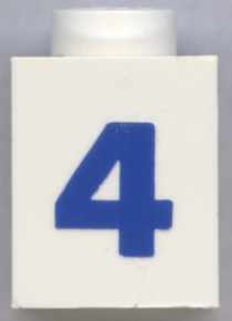 Brick 1 x 1 with Blue Number 4 Pattern (Bold Font)