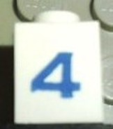 Brick 1 x 1 with Blue Number 4 Pattern (Serif Font)