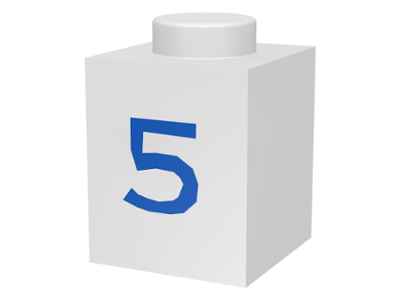 Brick 1 x 1 with Blue Number 5 Pattern