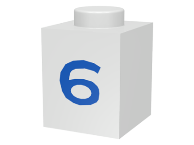 Brick 1 x 1 with Blue Number 6 Pattern