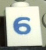 Brick 1 x 1 with Blue Number 6 Pattern (Serif Font)