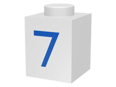 Brick 1 x 1 with Blue Number 7 Pattern