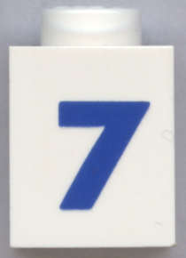 Brick 1 x 1 with Blue Number 7 Pattern (Bold Font)