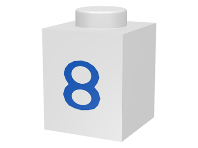 Brick 1 x 1 with Blue Number 8 Pattern