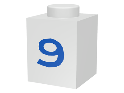 Brick 1 x 1 with Blue Number 9 Pattern