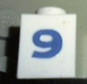 Brick 1 x 1 with Blue Number 9 Pattern (Serif Font)