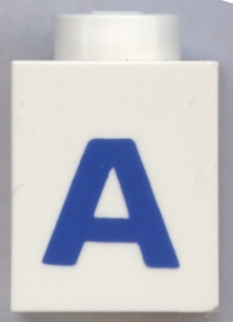 Brick 1 x 1 with Blue Capital Letter A Pattern (Bold Font)