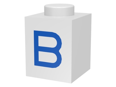 Brick 1 x 1 with Blue Capital Letter B Pattern