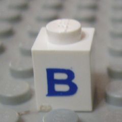 Brick 1 x 1 with Blue Capital Letter B Pattern (Serif Font)