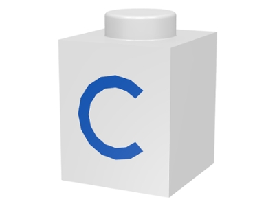 Brick 1 x 1 with Blue Capital Letter C Pattern