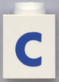 Brick 1 x 1 with Blue Capital Letter C Pattern (Bold Font)