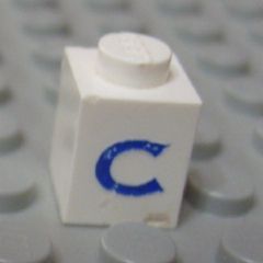 Brick 1 x 1 with Blue Capital Letter C Pattern (Serif Font)