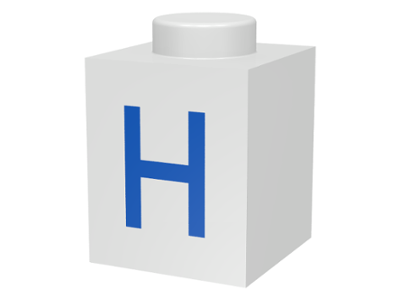 Brick 1 x 1 with Blue Capital Letter H Pattern