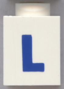 Brick 1 x 1 with Blue Capital Letter L Pattern (Bold Font)