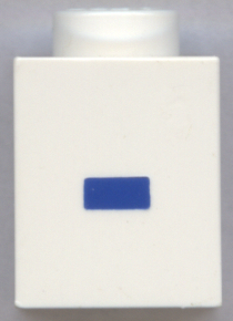 Brick 1 x 1 with Blue Dash / Hyphen / Minus Sign (-) Pattern (Bold Font)