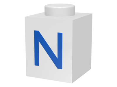 Brick 1 x 1 with Blue Capital Letter N Pattern