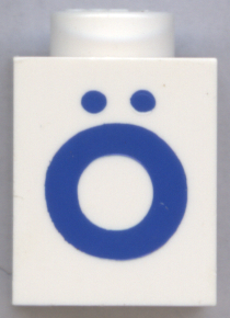 Brick 1 x 1 with Blue Capital Letter O with Diaeresis (Ö) Pattern (Bold Font)