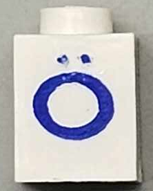 Brick 1 x 1 with Blue Capital Letter O with Diaeresis (Ö) Pattern (Serif Font)