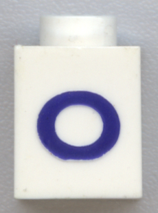 Brick 1 x 1 with Blue Capital Letter O Pattern (Serif Font)