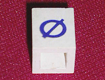 Brick 1 x 1 with Blue Capital Letter O with Stroke (Ø) Pattern