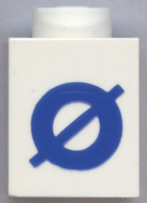 Brick 1 x 1 with Blue Capital Letter O with Stroke (Ø) Pattern (Bold Font)