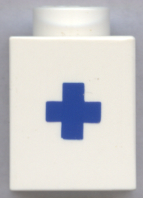 Brick 1 x 1 with Blue Plus Sign (+) Pattern (Bold Font)