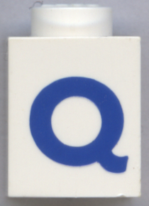 Brick 1 x 1 with Blue Capital Letter Q Pattern (Bold Font)