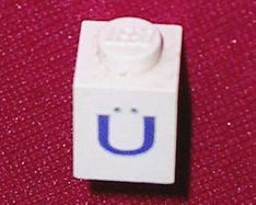 Brick 1 x 1 with Blue Capital Letter U with Diaeresis (Ü) Pattern