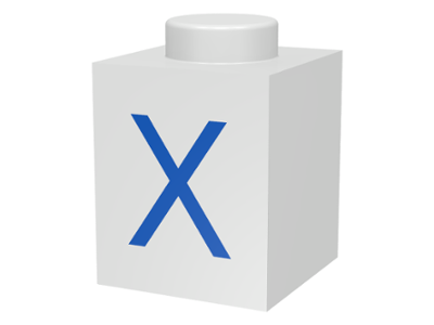 Brick 1 x 1 with Blue Capital Letter X Pattern