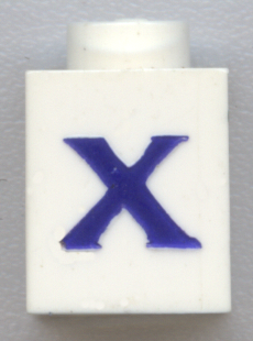 Brick 1 x 1 with Blue Capital Letter X Pattern (Serif Font)