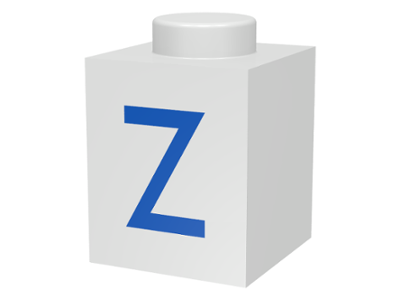 Brick 1 x 1 with Blue Capital Letter Z Pattern