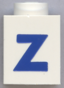Brick 1 x 1 with Blue Capital Letter Z Pattern (Bold Font)