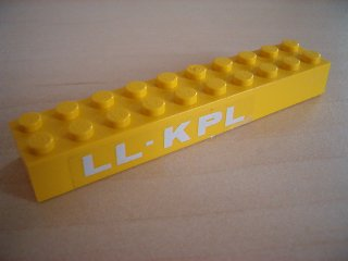 Brick 2 x 10 with White 'LL-KPL' Pattern on Both Sides (Stickers) - Set 6697