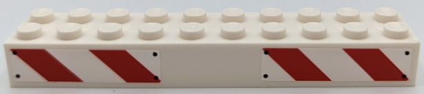 Brick 2 x 10 with Red and White Danger Stripes and Rivets Pattern Model Right Side (Stickers) - Set 75917