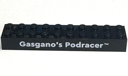 Brick 2 x 10 with White 'Gasgano's Podracer' Pattern