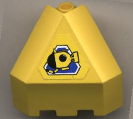 Panel 3 x 3 x 3 Corner Convex with Submarine on Blue Triangle on Yellow Background Pattern (Sticker) - Sets 6442 / 6560