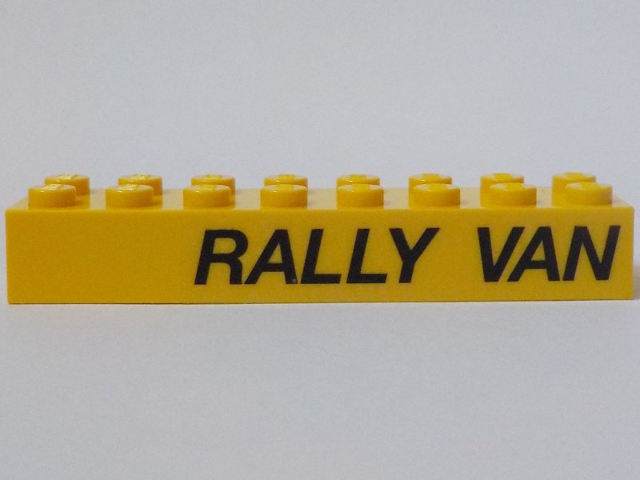 Brick 2 x 8 with 'RALLY VAN' Pattern Model Left Side (Sticker) - Set 5550