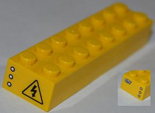 Brick 2 x 8 with 'CITY' on One End, Electricity Danger Sign on Other End Pattern (Stickers) - Set 4203