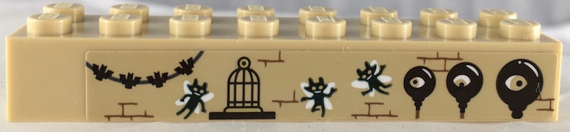 Brick 2 x 8 with Bats, Bricks, Cage and Pixies Pattern (Sticker) - Set 71043