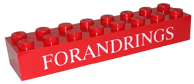 Brick 2 x 8 with White 'FORANDRINGS' Pattern