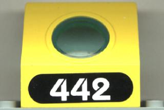 Panel 4 x 3 x 3 with Trans-Light Blue Porthole with White '442' in Black Oval Pattern (Sticker) - Set 6442