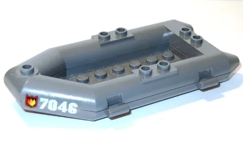 Boat, Rubber Raft, Small with Fire Logo Badge and '7046' Pattern on Both Sides (Stickers) - Set 7046